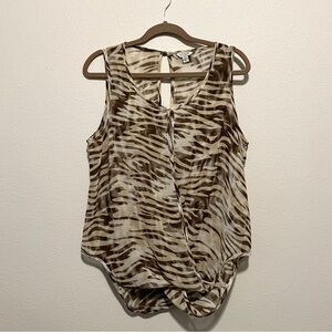 GUESS | Women’s Sheer Zebra Print Sleeveless Draped Top